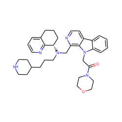 O=C(Cn1c2ccccc2c2ccnc(CN(CCCC3CCNCC3)[C@H]3CCCc4cccnc43)c21)N1CCOCC1 ZINC000200685803