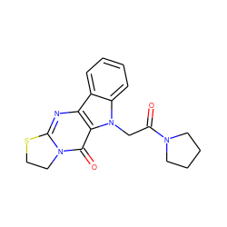 O=C(Cn1c2ccccc2c2nc3n(c(=O)c21)CCS3)N1CCCC1 ZINC000005452174