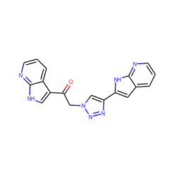 O=C(Cn1cc(-c2cc3cccnc3[nH]2)nn1)c1c[nH]c2ncccc12 ZINC000653788939