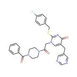 O=C(Cn1cc(Cc2cncnc2)c(=O)nc1SCc1ccc(F)cc1)N1CCN(C(=O)c2ccccc2)CC1 ZINC000029557675