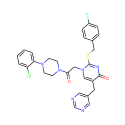 O=C(Cn1cc(Cc2cncnc2)c(=O)nc1SCc1ccc(F)cc1)N1CCN(c2ccccc2Cl)CC1 ZINC000029560782