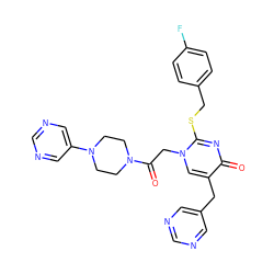 O=C(Cn1cc(Cc2cncnc2)c(=O)nc1SCc1ccc(F)cc1)N1CCN(c2cncnc2)CC1 ZINC000029563907