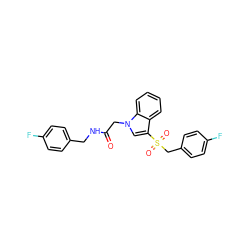 O=C(Cn1cc(S(=O)(=O)Cc2ccc(F)cc2)c2ccccc21)NCc1ccc(F)cc1 ZINC000022719127