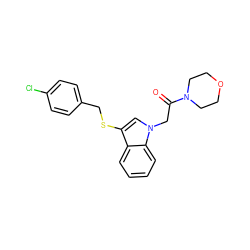 O=C(Cn1cc(SCc2ccc(Cl)cc2)c2ccccc21)N1CCOCC1 ZINC000006867407