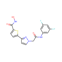 O=C(Cn1ccc(-c2ccc(C(=O)NO)s2)n1)Nc1cc(F)cc(F)c1 ZINC000040568647