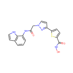 O=C(Cn1ccc(-c2ccc(C(=O)NO)s2)n1)Nc1cccc2cc[nH]c12 ZINC000040764218