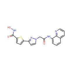 O=C(Cn1ccc(-c2ccc(C(=O)NO)s2)n1)Nc1cccc2cccnc12 ZINC000040764210