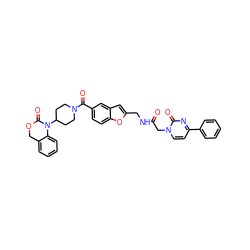 O=C(Cn1ccc(-c2ccccc2)nc1=O)NCc1cc2cc(C(=O)N3CCC(N4C(=O)OCc5ccccc54)CC3)ccc2o1 ZINC000029210346