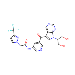 O=C(Cn1ccc(C(F)(F)F)n1)Nc1cncc(C(=O)c2cn(C(CO)CO)c3ncncc23)c1 ZINC000169707840