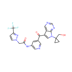 O=C(Cn1ccc(C(F)(F)F)n1)Nc1cncc(C(=O)c2cn(C3(CO)CC3)c3ncncc23)c1 ZINC000169708037