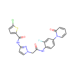 O=C(Cn1ccc(NC(=O)c2ccc(Cl)s2)n1)Nc1ccc(-n2ccccc2=O)cc1F ZINC000043013948