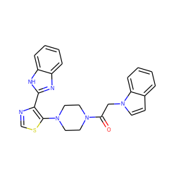 O=C(Cn1ccc2ccccc21)N1CCN(c2scnc2-c2nc3ccccc3[nH]2)CC1 ZINC000143615957