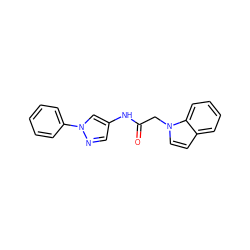 O=C(Cn1ccc2ccccc21)Nc1cnn(-c2ccccc2)c1 ZINC000348237425