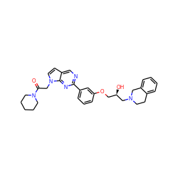 O=C(Cn1ccc2cnc(-c3cccc(OC[C@@H](O)CN4CCc5ccccc5C4)c3)nc21)N1CCCCC1 ZINC000219749267