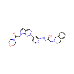 O=C(Cn1ccc2cnc(-c3ccnc(NC[C@@H](O)CN4CCc5ccccc5C4)c3)nc21)N1CCOCC1 ZINC000213635469