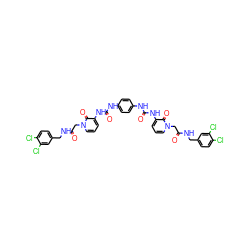 O=C(Cn1cccc(NC(=O)Nc2ccc(NC(=O)Nc3cccn(CC(=O)NCc4ccc(Cl)c(Cl)c4)c3=O)cc2)c1=O)NCc1ccc(Cl)c(Cl)c1 ZINC001772614643