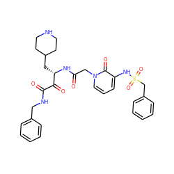 O=C(Cn1cccc(NS(=O)(=O)Cc2ccccc2)c1=O)N[C@@H](CC1CCNCC1)C(=O)C(=O)NCc1ccccc1 ZINC000028233709