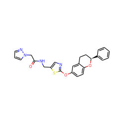 O=C(Cn1cccn1)NCc1cnc(Oc2ccc3c(c2)CC[C@@H](c2ccccc2)O3)s1 ZINC000145464385