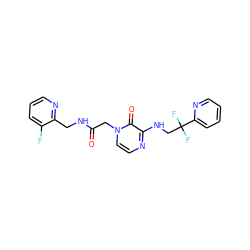 O=C(Cn1ccnc(NCC(F)(F)c2ccccn2)c1=O)NCc1ncccc1F ZINC000013493147