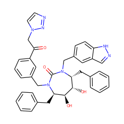 O=C(Cn1ccnn1)c1cccc(CN2C(=O)N(Cc3ccc4[nH]ncc4c3)[C@H](Cc3ccccc3)[C@H](O)[C@@H](O)[C@H]2Cc2ccccc2)c1 ZINC000026492729