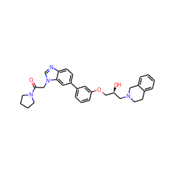 O=C(Cn1cnc2ccc(-c3cccc(OC[C@@H](O)CN4CCc5ccccc5C4)c3)cc21)N1CCCC1 ZINC000220905360