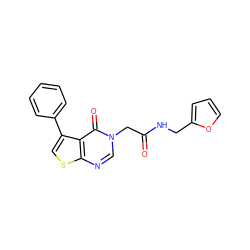 O=C(Cn1cnc2scc(-c3ccccc3)c2c1=O)NCc1ccco1 ZINC000000921250