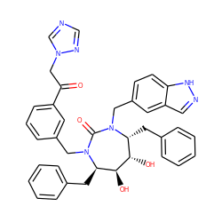 O=C(Cn1cncn1)c1cccc(CN2C(=O)N(Cc3ccc4[nH]ncc4c3)[C@H](Cc3ccccc3)[C@H](O)[C@@H](O)[C@H]2Cc2ccccc2)c1 ZINC000026492111