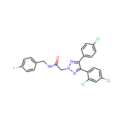 O=C(Cn1nc(-c2ccc(Cl)cc2)c(-c2ccc(Cl)cc2Cl)n1)NCc1ccc(F)cc1 ZINC000040936433