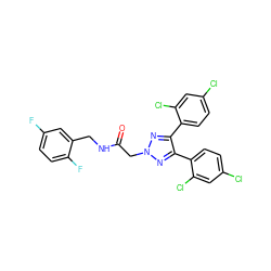 O=C(Cn1nc(-c2ccc(Cl)cc2Cl)c(-c2ccc(Cl)cc2Cl)n1)NCc1cc(F)ccc1F ZINC000042888877