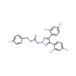 O=C(Cn1nc(-c2ccc(Cl)cc2Cl)c(-c2ccc(Cl)cc2Cl)n1)NCc1ccc(F)cc1 ZINC000042887399