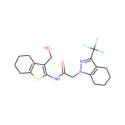 O=C(Cn1nc(C(F)(F)F)c2c1CCCC2)Nc1sc2c(c1CO)CCCC2 ZINC000064540156