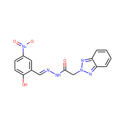 O=C(Cn1nc2ccccc2n1)N/N=C/c1cc([N+](=O)[O-])ccc1O ZINC000035577872