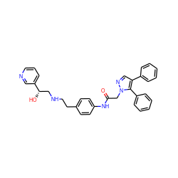 O=C(Cn1ncc(-c2ccccc2)c1-c1ccccc1)Nc1ccc(CCNC[C@H](O)c2cccnc2)cc1 ZINC000049052578