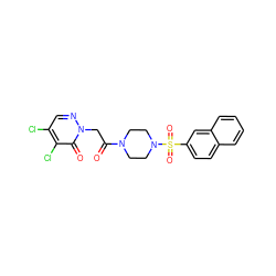 O=C(Cn1ncc(Cl)c(Cl)c1=O)N1CCN(S(=O)(=O)c2ccc3ccccc3c2)CC1 ZINC000003464696