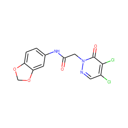 O=C(Cn1ncc(Cl)c(Cl)c1=O)Nc1ccc2c(c1)OCO2 ZINC000003531819