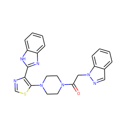 O=C(Cn1ncc2ccccc21)N1CCN(c2scnc2-c2nc3ccccc3[nH]2)CC1 ZINC000143666314