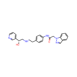 O=C(Cn1ncc2ccccc21)Nc1ccc(CCNC[C@H](O)c2cccnc2)cc1 ZINC000049113200