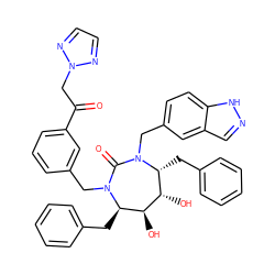 O=C(Cn1nccn1)c1cccc(CN2C(=O)N(Cc3ccc4[nH]ncc4c3)[C@H](Cc3ccccc3)[C@H](O)[C@@H](O)[C@H]2Cc2ccccc2)c1 ZINC000026490423