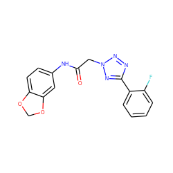 O=C(Cn1nnc(-c2ccccc2F)n1)Nc1ccc2c(c1)OCO2 ZINC000000415892