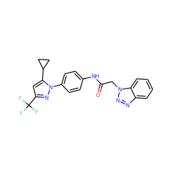 O=C(Cn1nnc2ccccc21)Nc1ccc(-n2nc(C(F)(F)F)cc2C2CC2)cc1 ZINC000116816212