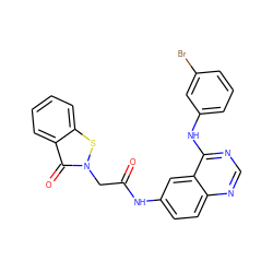 O=C(Cn1sc2ccccc2c1=O)Nc1ccc2ncnc(Nc3cccc(Br)c3)c2c1 ZINC000045366291