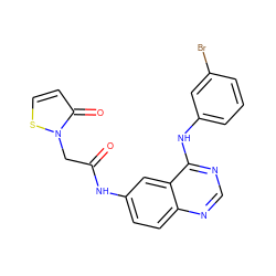 O=C(Cn1sccc1=O)Nc1ccc2ncnc(Nc3cccc(Br)c3)c2c1 ZINC000045387378