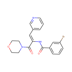 O=C(N/C(=C\c1cccnc1)C(=O)N1CCOCC1)c1cccc(Br)c1 ZINC000004567342