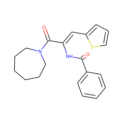 O=C(N/C(=C\c1cccs1)C(=O)N1CCCCCC1)c1ccccc1 ZINC000004859796