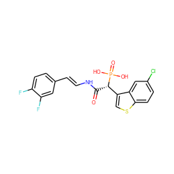 O=C(N/C=C/c1ccc(F)c(F)c1)[C@@H](c1csc2ccc(Cl)cc12)P(=O)(O)O ZINC000038309790