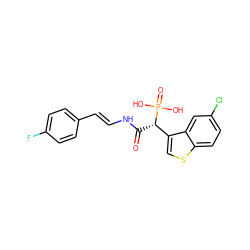 O=C(N/C=C/c1ccc(F)cc1)[C@@H](c1csc2ccc(Cl)cc12)P(=O)(O)O ZINC000040585130