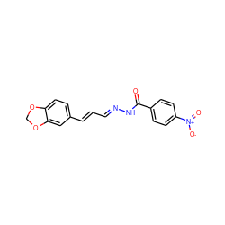 O=C(N/N=C/C=C/c1ccc2c(c1)OCO2)c1ccc([N+](=O)[O-])cc1 ZINC000004702461