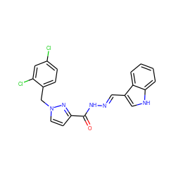 O=C(N/N=C/c1c[nH]c2ccccc12)c1ccn(Cc2ccc(Cl)cc2Cl)n1 ZINC000001208765