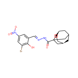 O=C(N/N=C/c1cc([N+](=O)[O-])cc(Br)c1O)C12CC3C[C@H](CC[C@@H](C3)C1)C2 ZINC000100927418