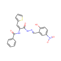 O=C(N/N=C/c1cc([N+](=O)[O-])ccc1O)/C(=C\c1cccs1)NC(=O)c1ccccc1 ZINC000001866328